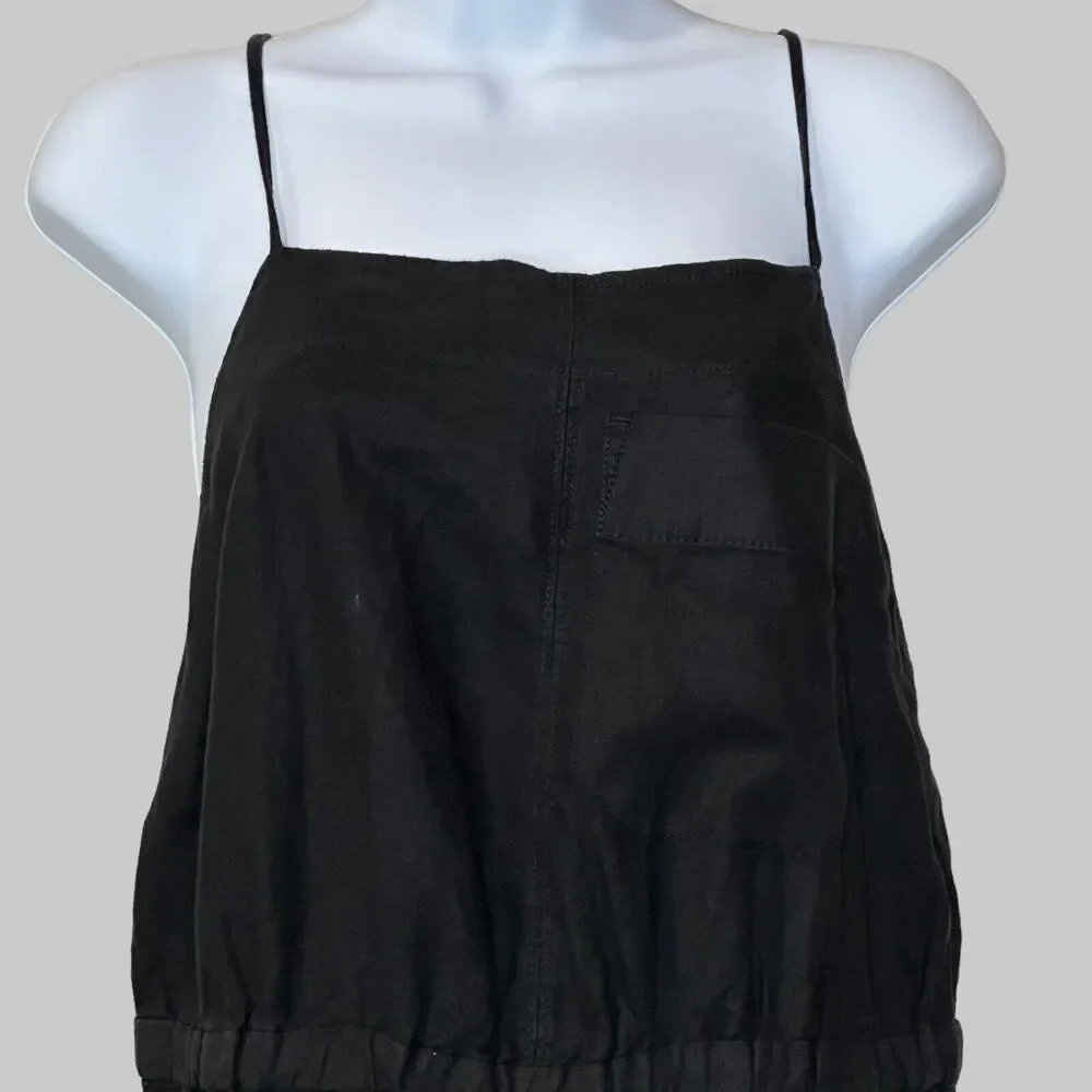 Everlane 100% Linen Shoestring Jumpsuit Black Women Small NWT Lagenlook Pockets